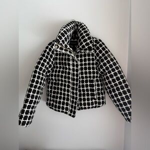 BCBGMAXAZRIA Short Tweed Puffer Coat